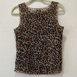 Animal print tiered sleeveless top.